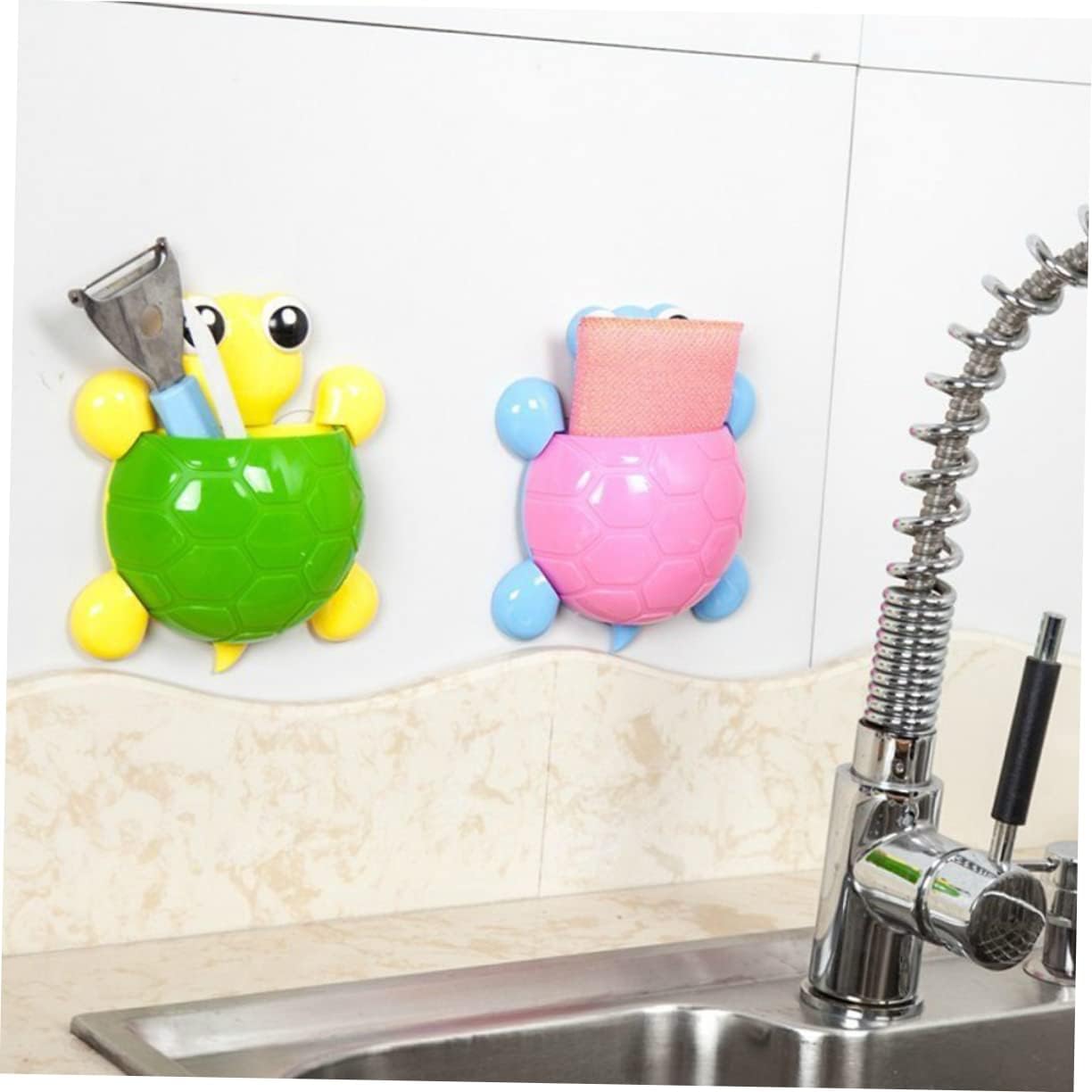 VOSAREA 2Pcs Suction Cup Toothbrush Holder Bathroom Organizer Cute Design