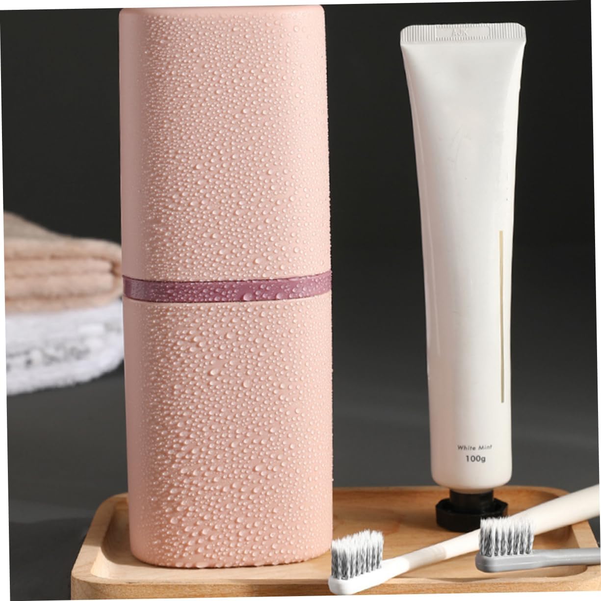 FRCOLOR Two-in-One Toothbrush Holder with Lid
