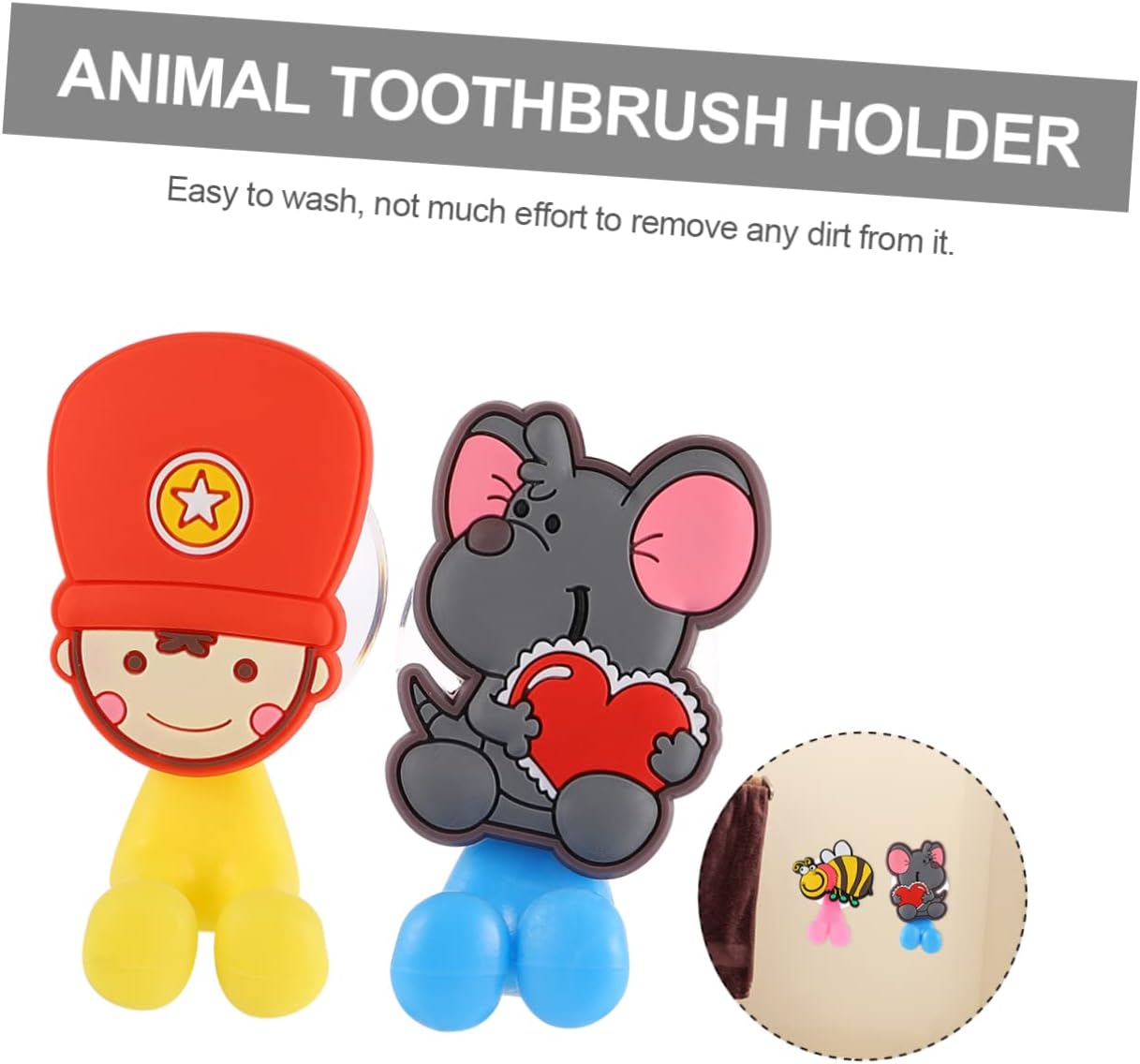 Holibanna Cartoon Toothbrush Holder Suction Cup 3 Pack
