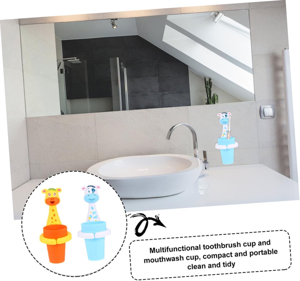 2Sets Cartoon Animal Toothbrush Holder Wall Mounted Storage Rack for Bathroom