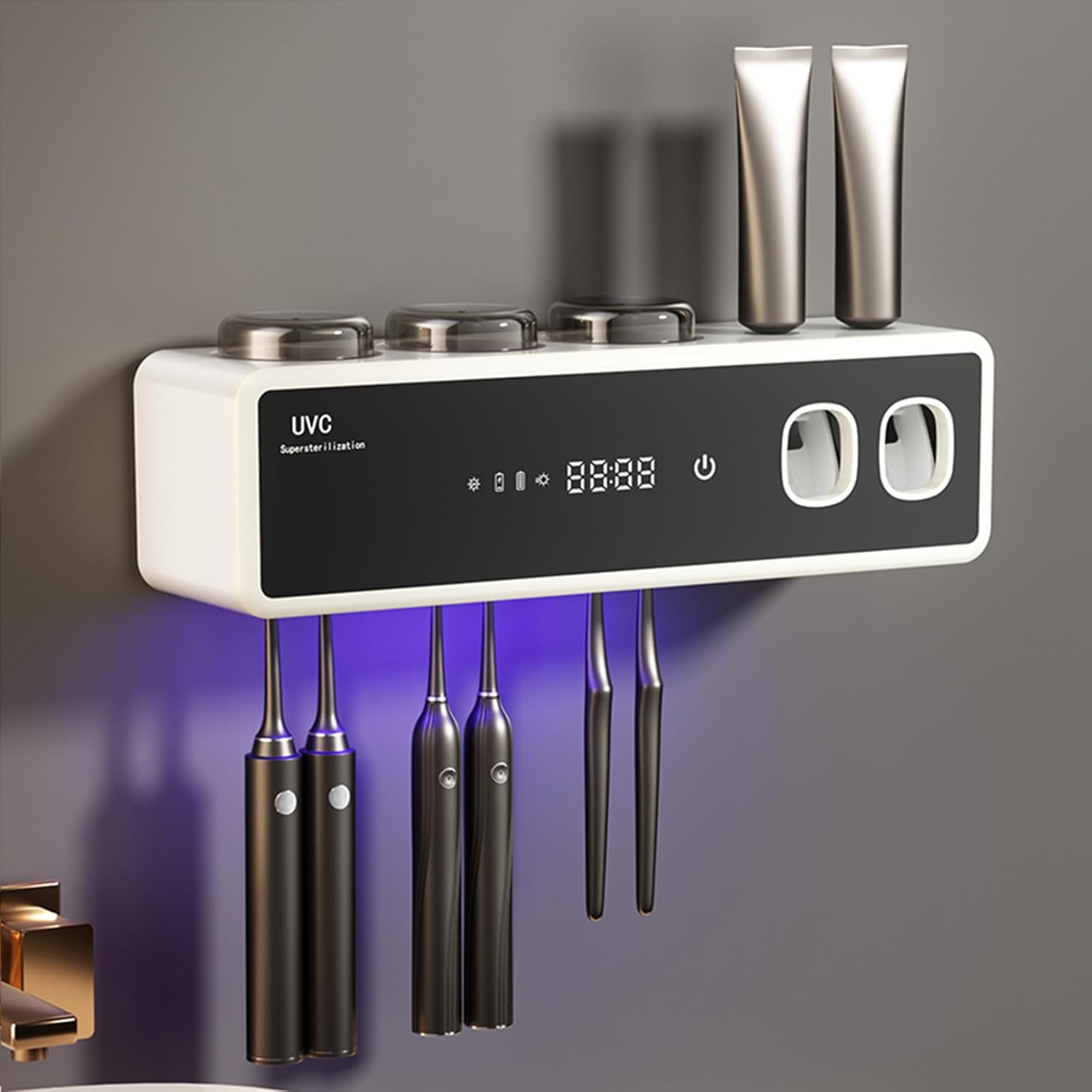 Wekity Wall Mounted Toothbrush Holder with Smart Cleaning and Hot Air Drying