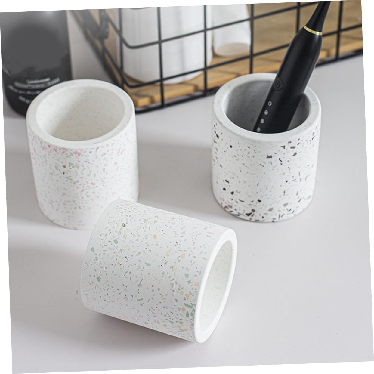 Bathroom Toothbrush Holder with Suction Cup and Storage Capacity