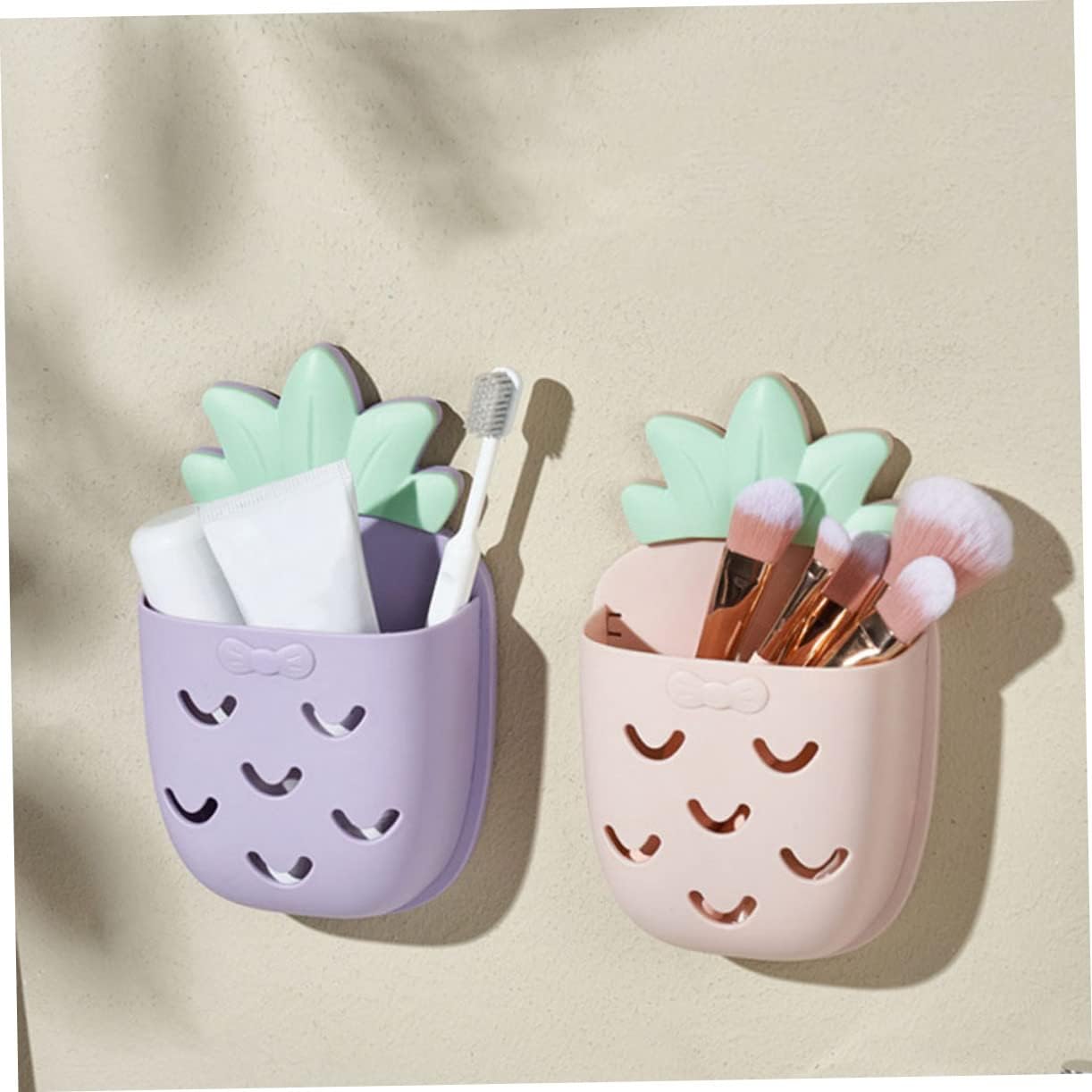 GLEAVI 2 Piece Pineapple Wall Mounted Toothbrush Holder