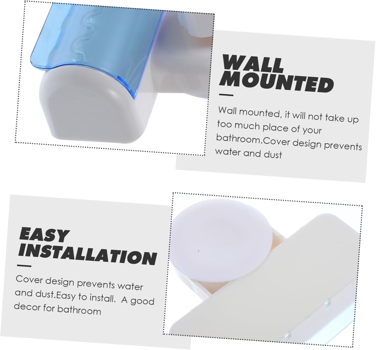 Mobestech 2pcs Wall Mounted Suction Toothbrush Holder