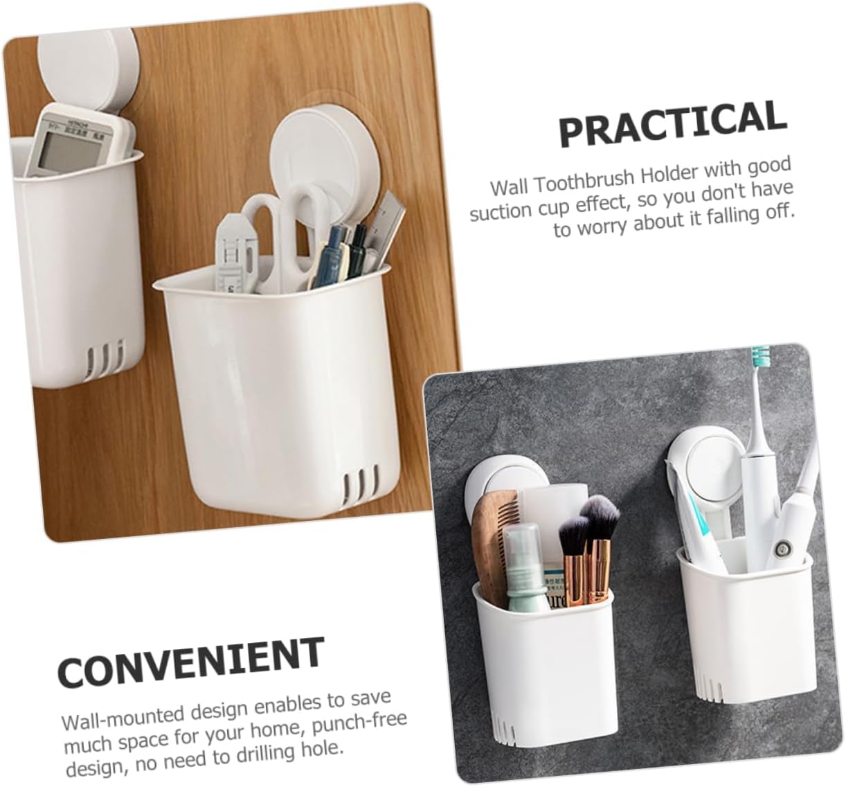 Garneck Wall Mounted Toothbrush Holder No Trace Quick Dry