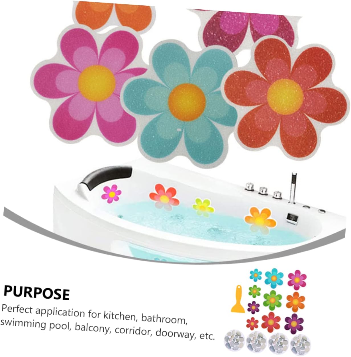 Amosfun 14pcs Non-Slip Bathtub Stickers for Safety