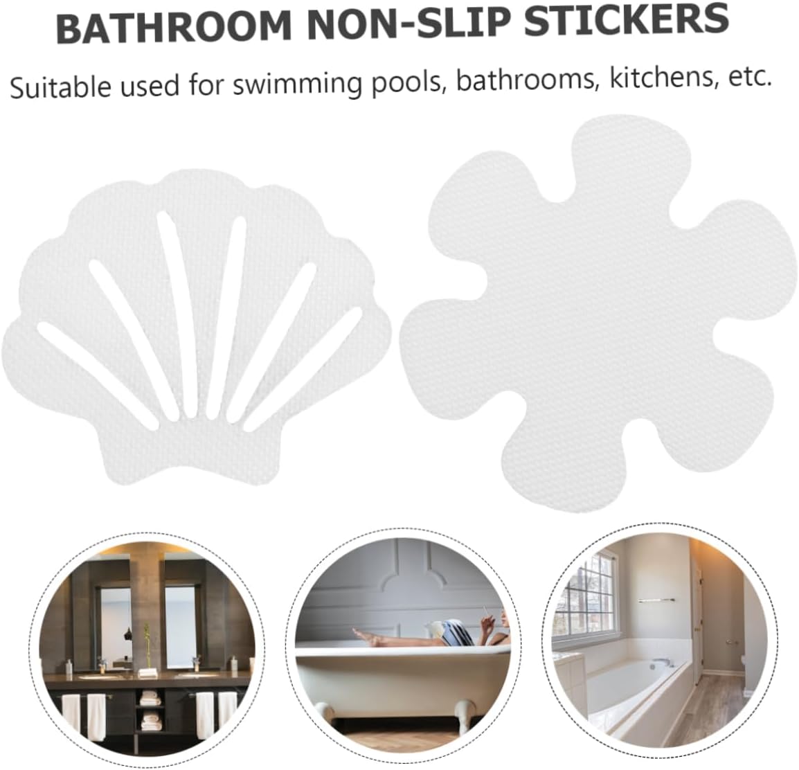 HAKIDZEL 2 Sets Non Slip Bathtub Stickers with Shell Flower Designs