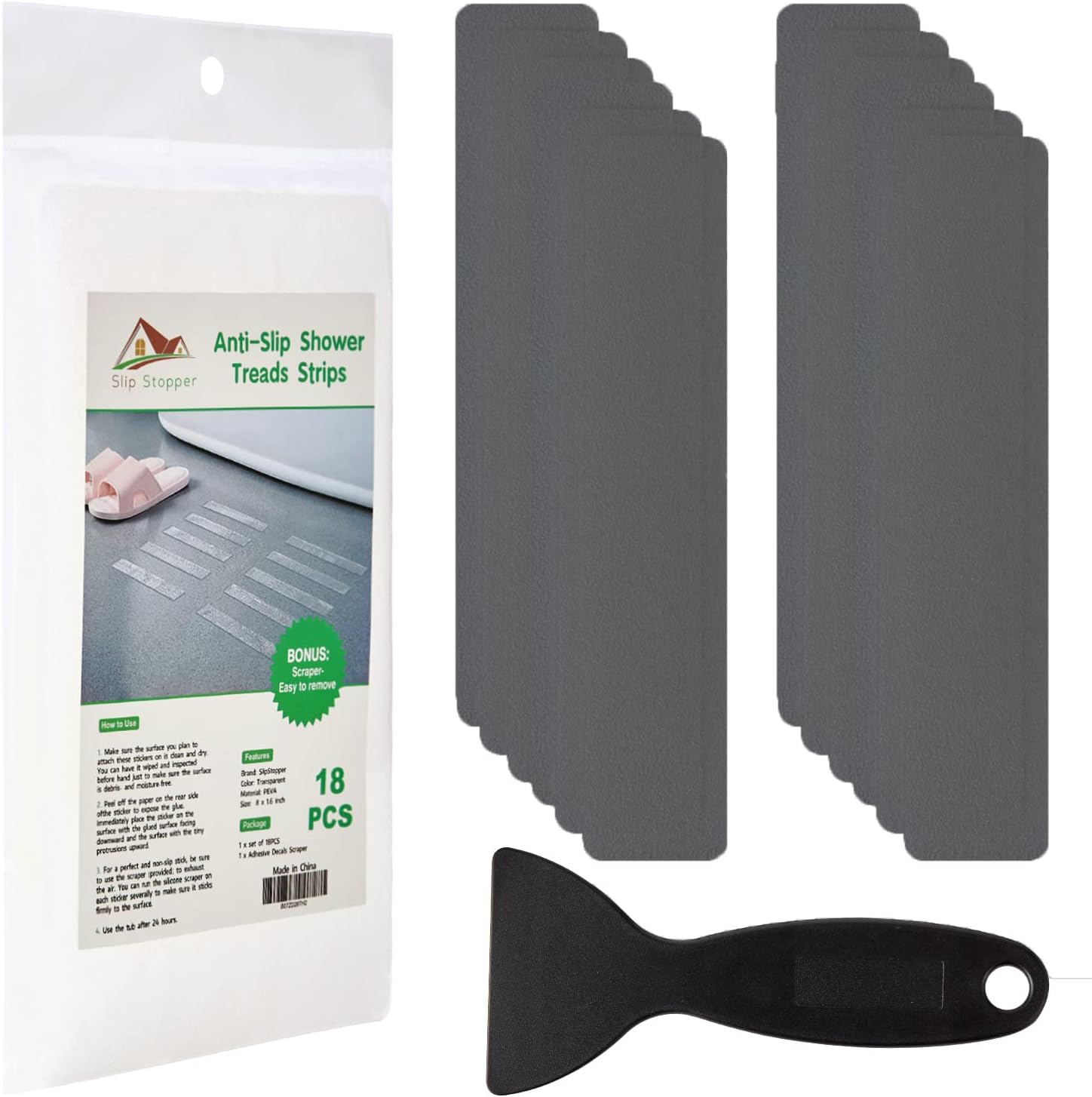 SlipStopper Non Slip Bathtub Strips 18 PCS