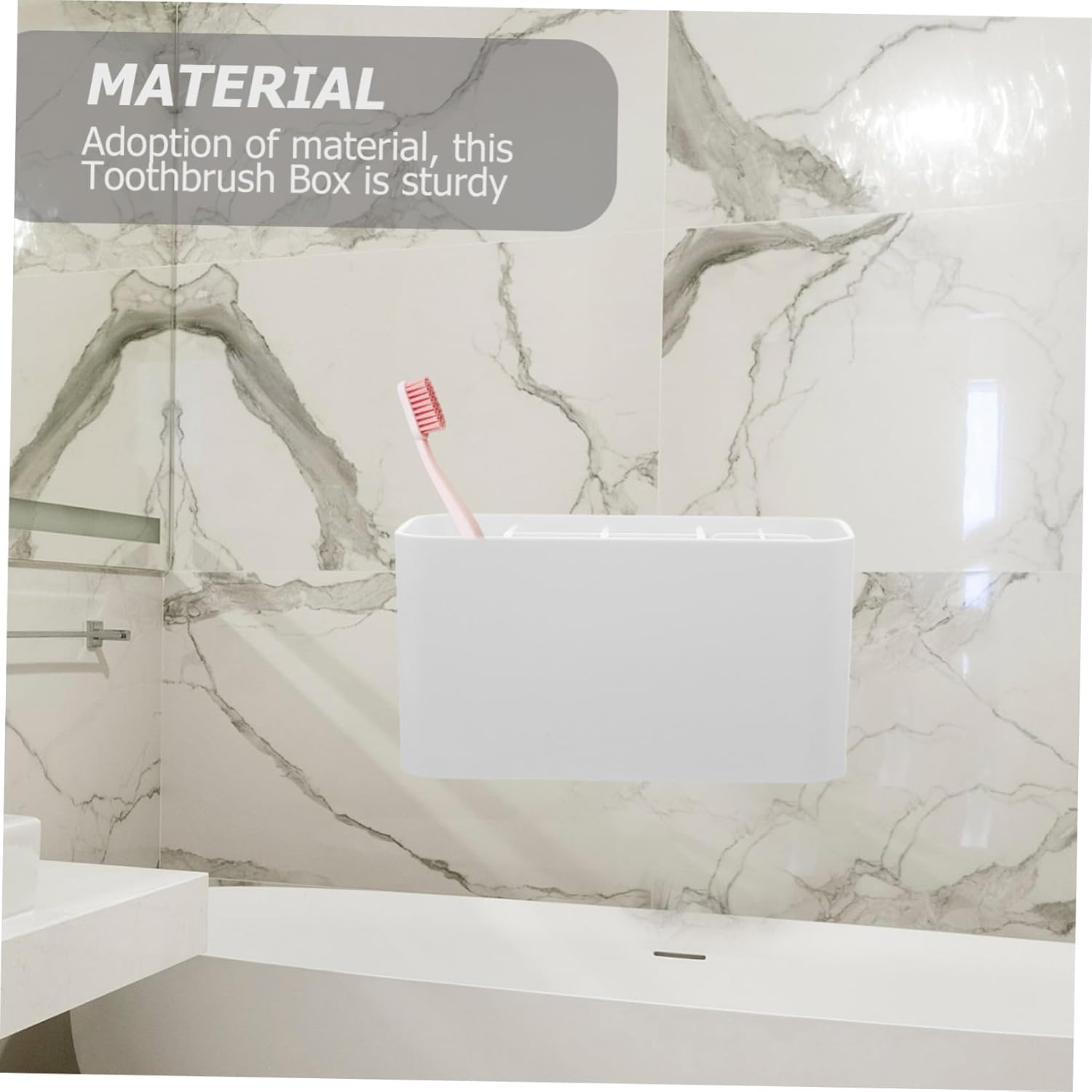 Happyyami White Toothbrush Holder Storage Box