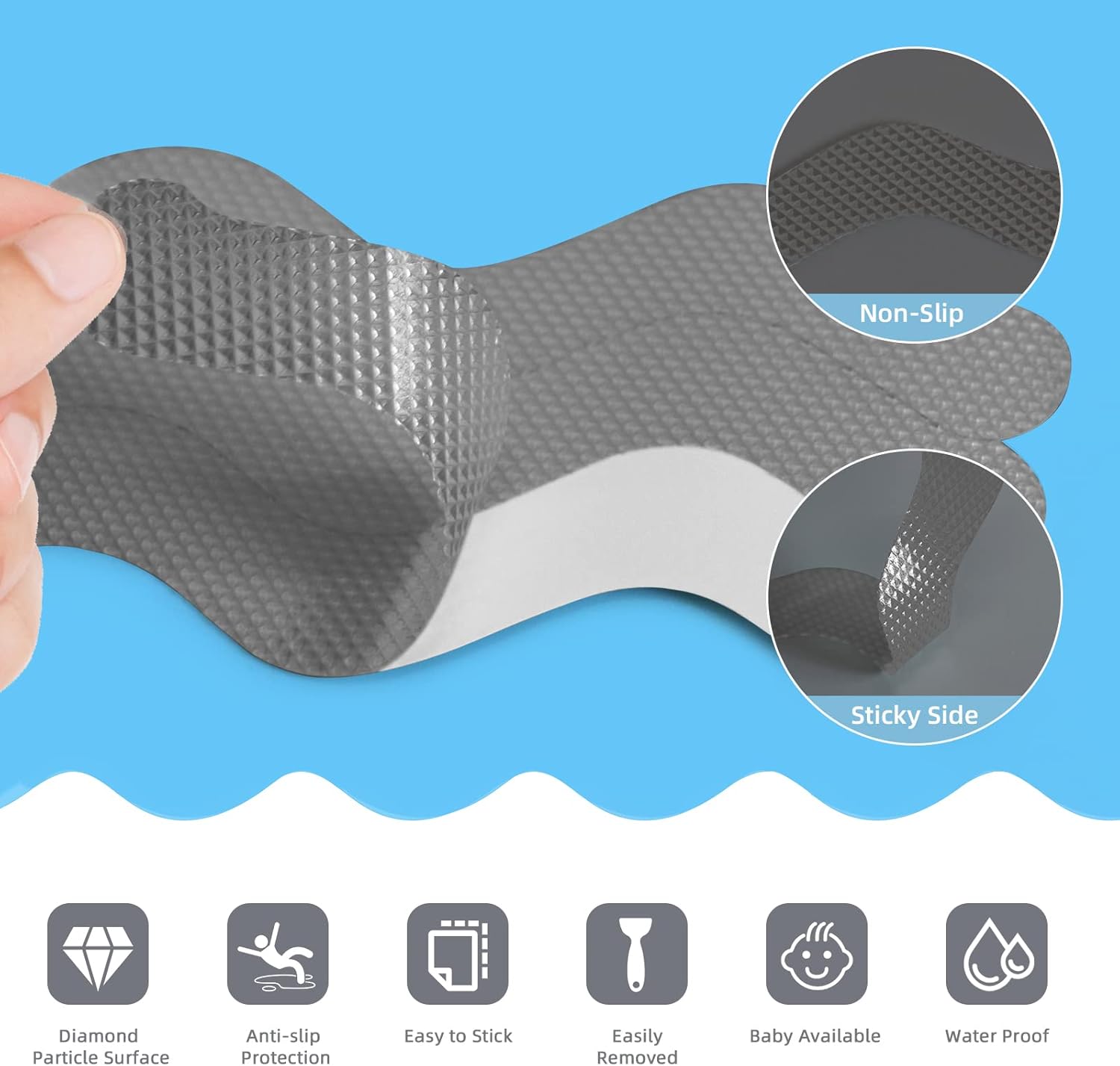 Non Slip Bath Stickers Set of 30 with Premium Scraper