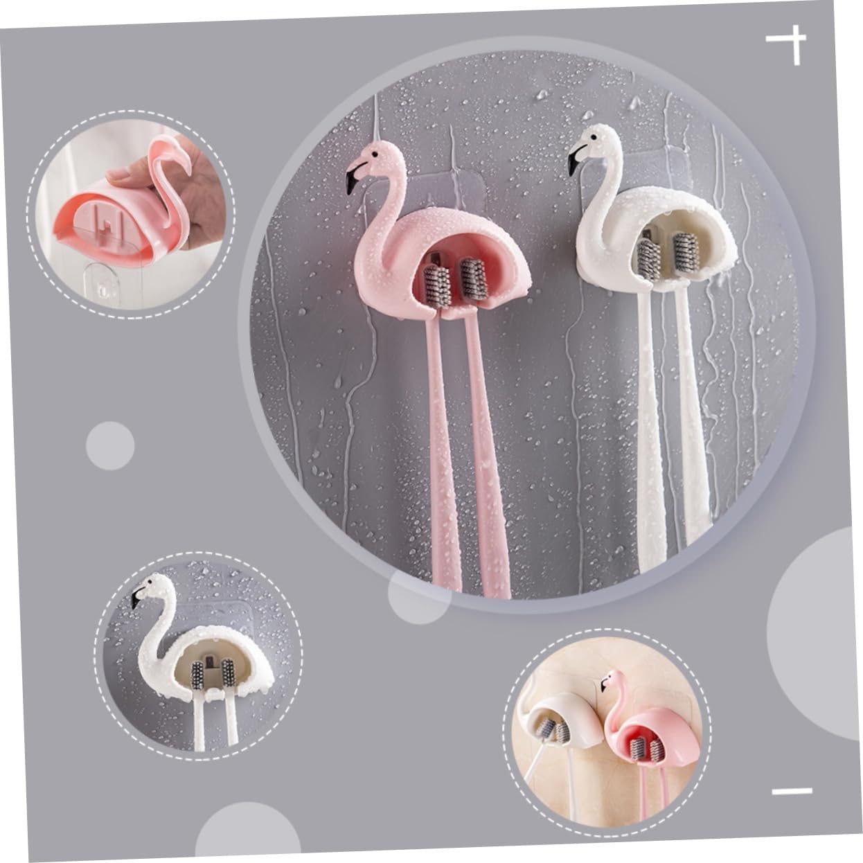 RORPOIR 2 Piece Wall Mounted Toothbrush Holder Suction Cup Bathroom Organizer