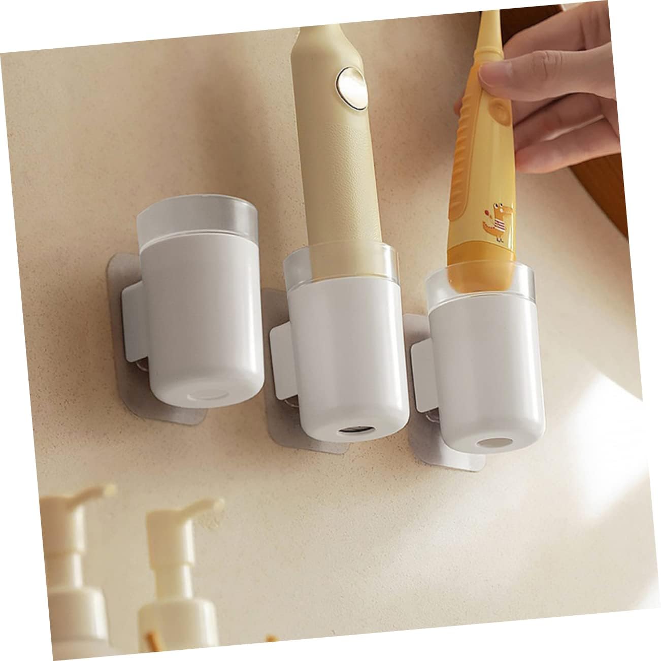 Amosfun 4Pcs Wall-Mounted Electric Toothbrush Holder Organizer
