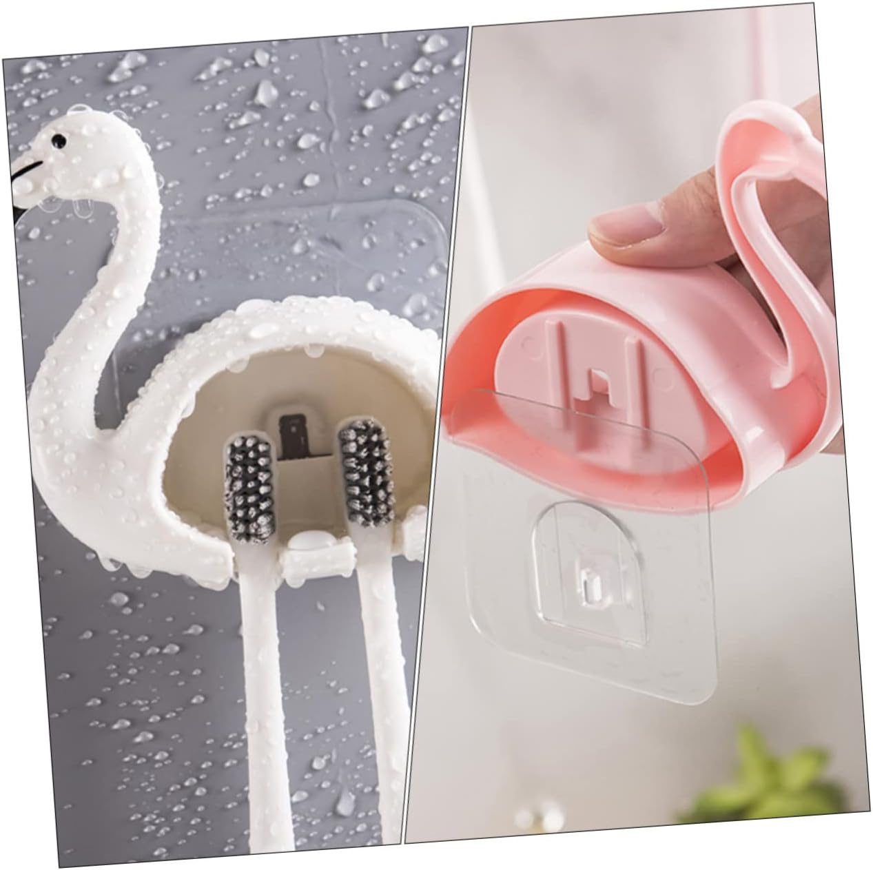 RORPOIR 2 Piece Wall Mounted Toothbrush Holder Suction Cup Bathroom Organizer