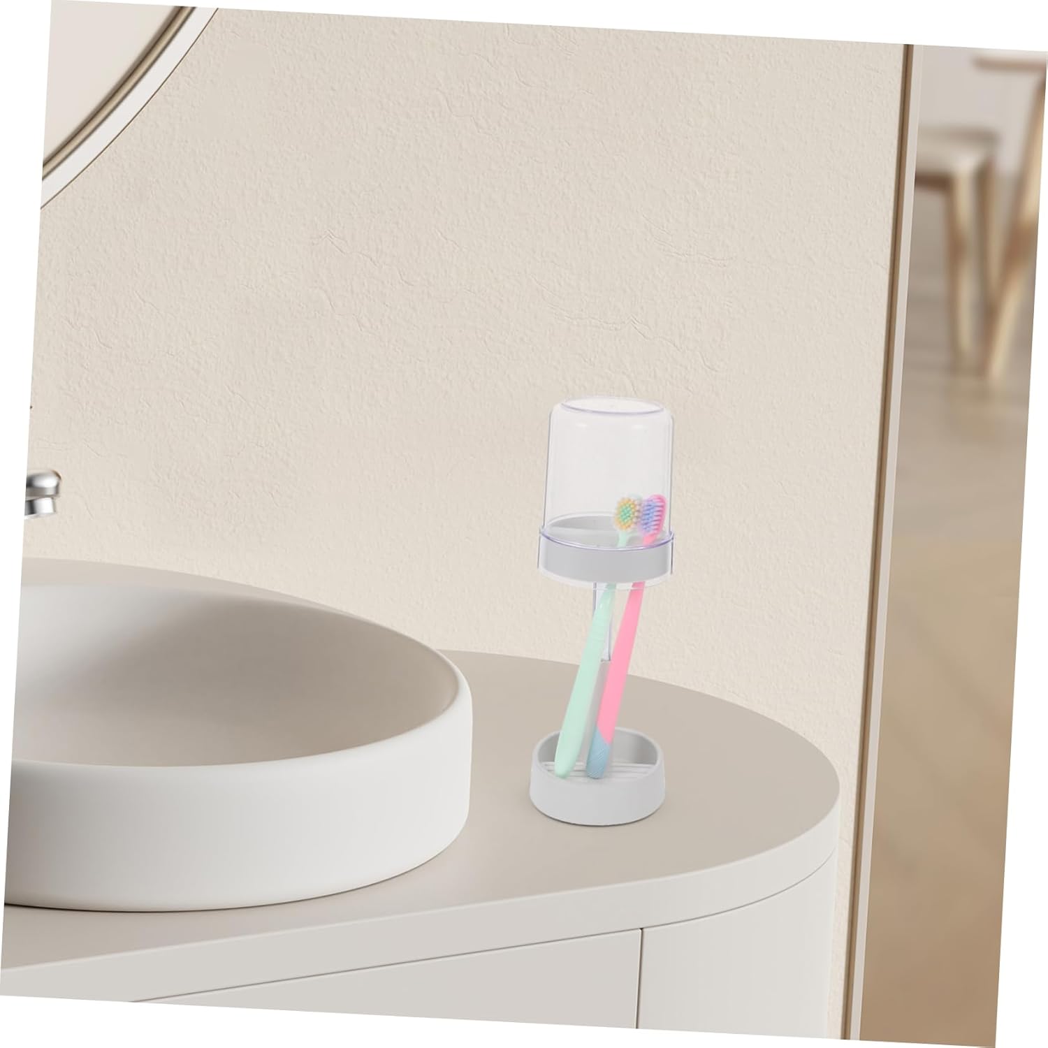Anneome Toothbrush Holder Cup with Lid and Suction Cups 1