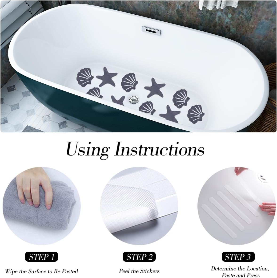 48PCS Bathtub Non Slip Stickers Set with Scraper