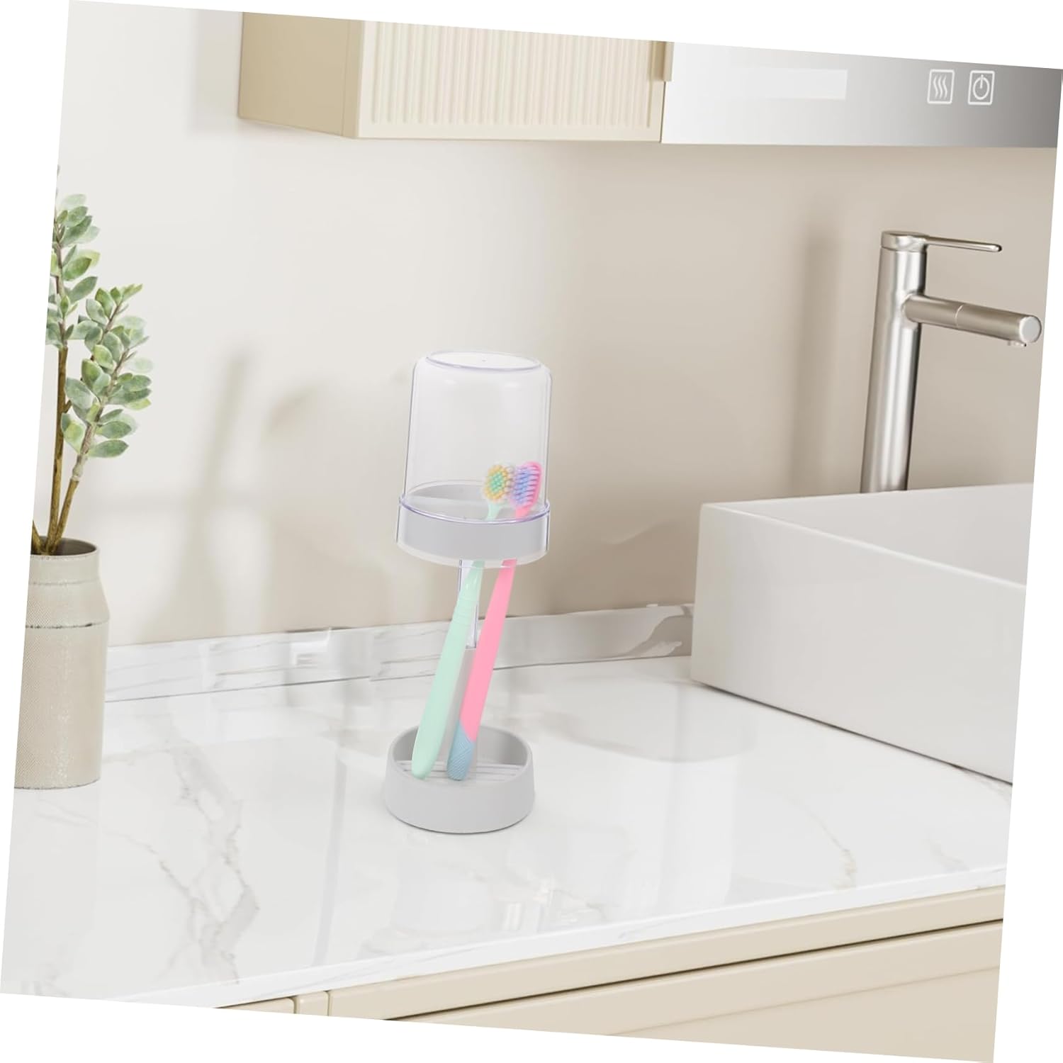 BUGUUYO Toothbrush Holder with Cover and Cup Slots 1