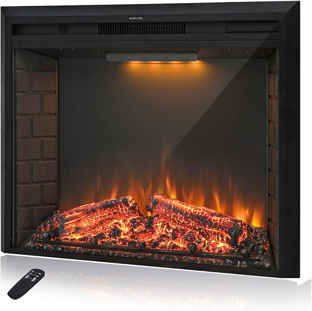 Masarflame 33 Electric Fireplace Insert with Sound Remote Control Timer 7501500W Black