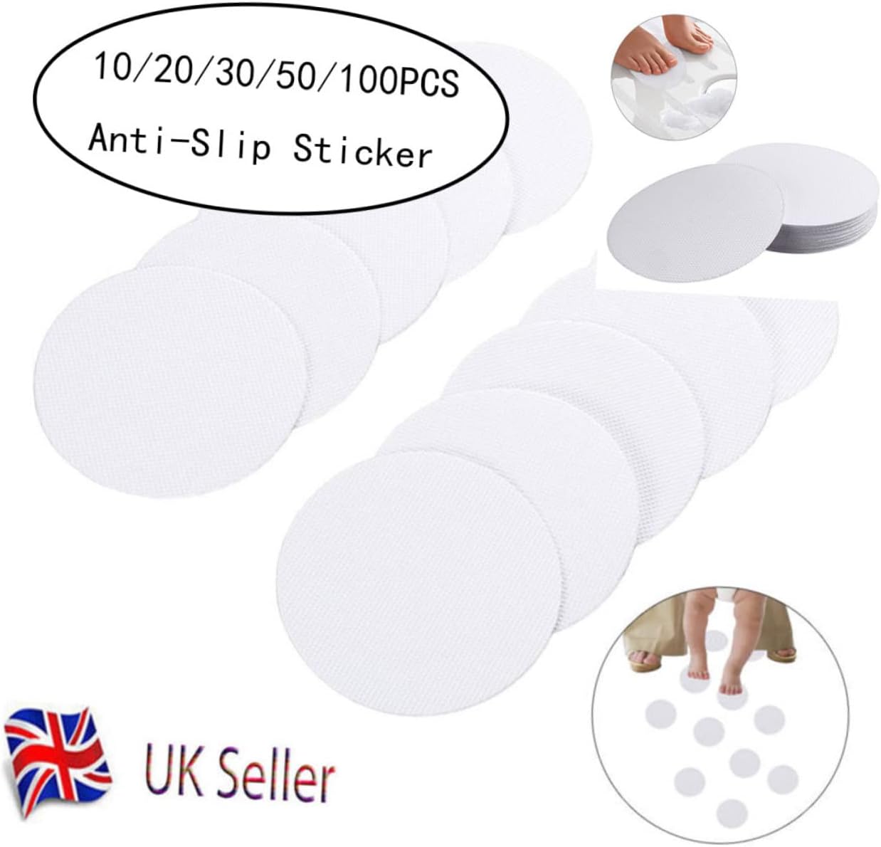 PRETYZOOM 10 Pcs 4x4 Anti-Slip Bathtub Stickers