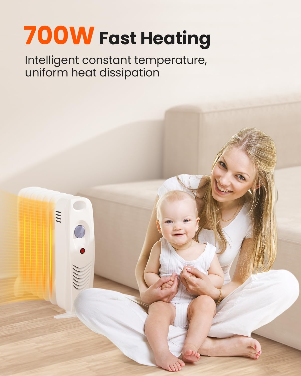 KOTEK 700W Oil Filled Space Heater with Adjustable Thermostat