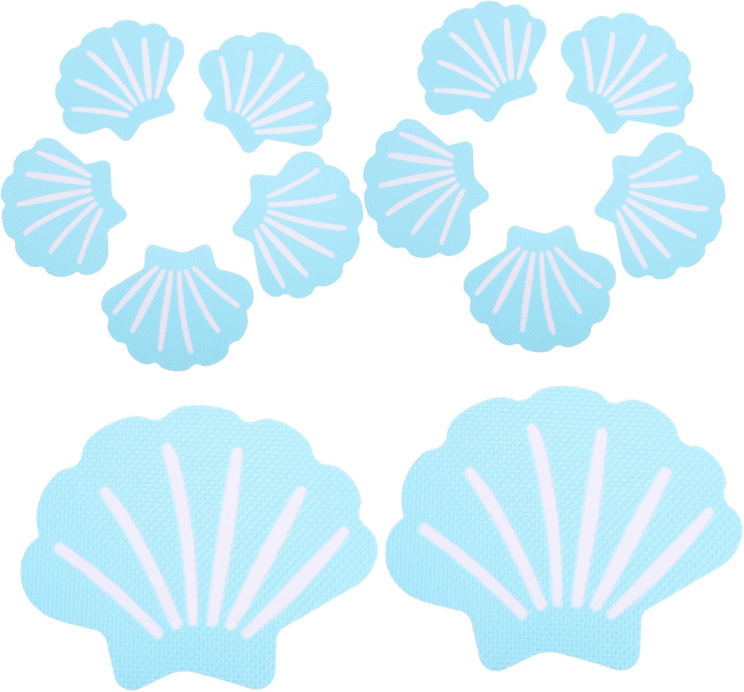 12Pcs Blue Shell Shape Non-Slip Bath Stickers for Kids Safety