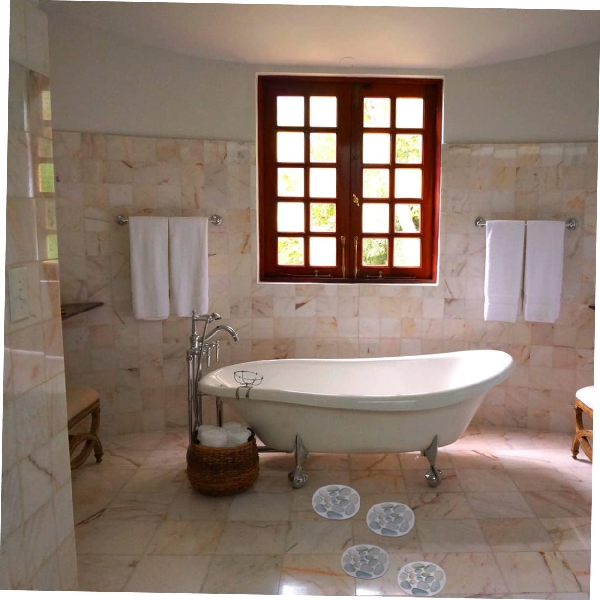4Pcs Slip Bath Tub Stickers Stone Pattern Non Slip Decals