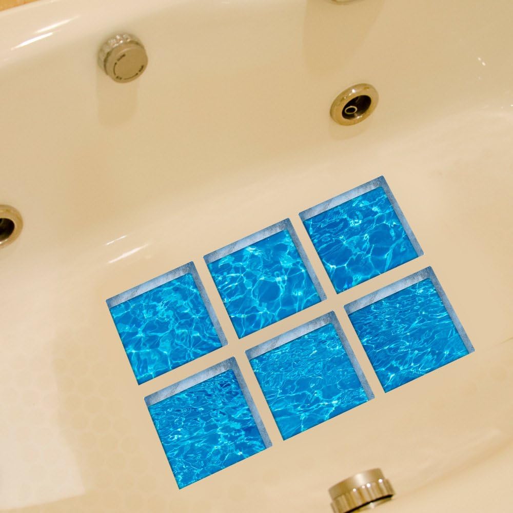 ChezMax 3D Waves Anti-Slip Bathtub Stickers 6 Pcs