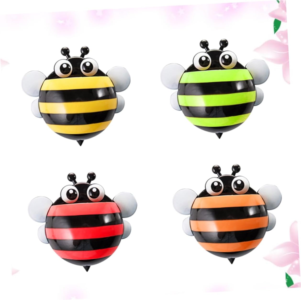 4pcs Cartoon Bee Suction Cup Toothbrush Holder Organizer