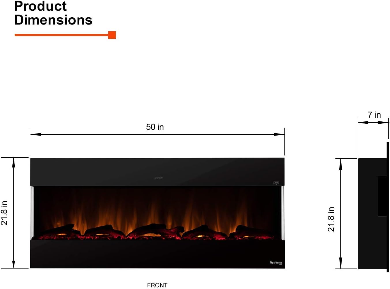 e-Flame USA Hampshire 50-inch Wall Mount LED Fireplace