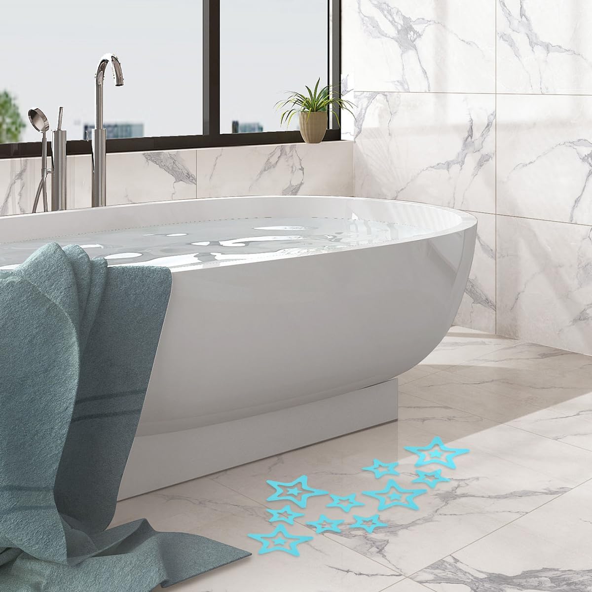 IBEQUEM 83 PCS Non Slip Bathtub Stickers Blue