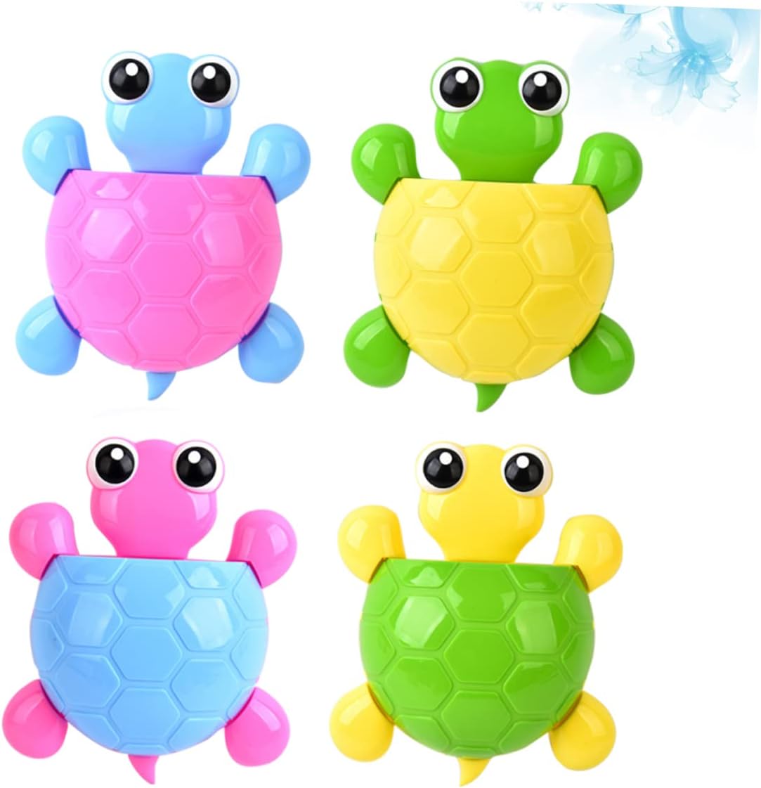 PRETYZOOM Cute Turtle Suction Cup Toothbrush Holder Set of 4