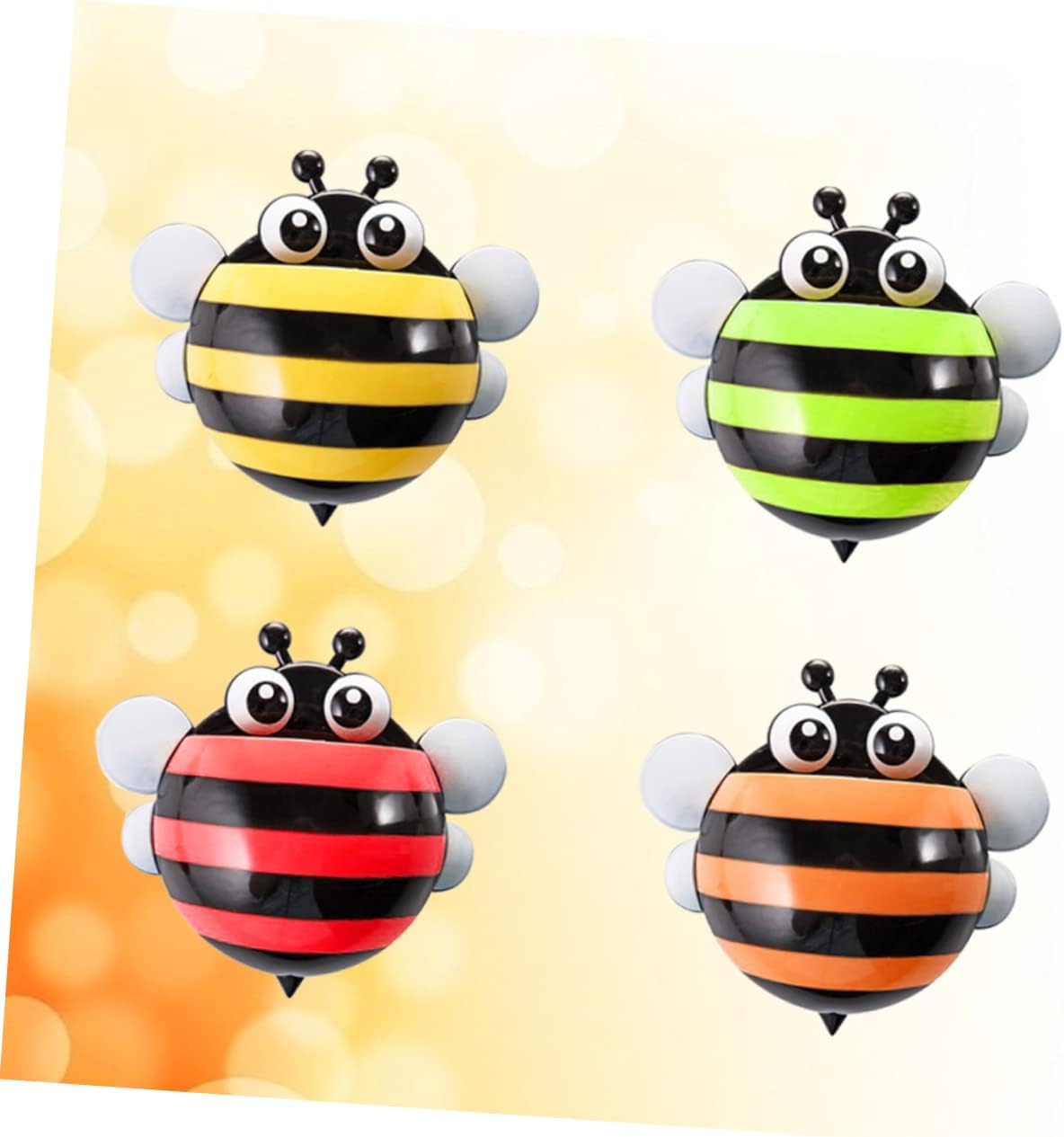 Holibanna 4PCS Bee Suction Cup Toothbrush Holder for Bathroom
