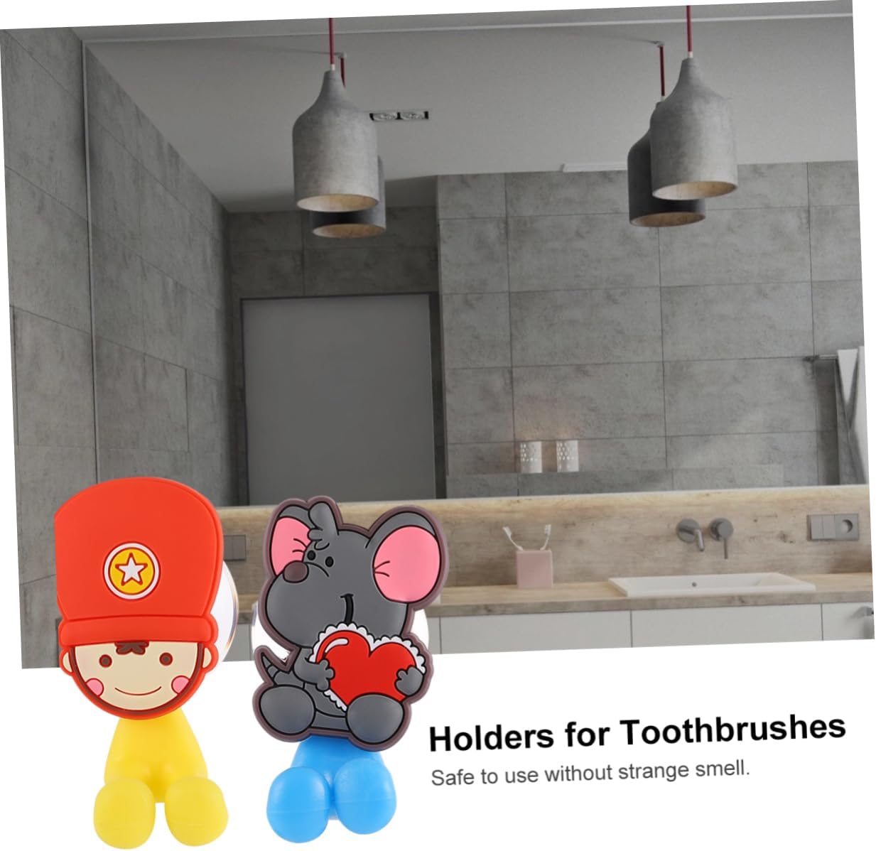 3PCS Cartoon Suction Cup Toothbrush Holder Wall Hooks