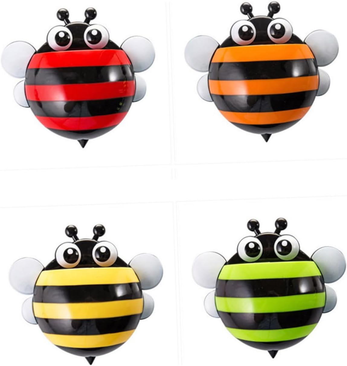 LIFKOME Wall Mount Toothbrush Holder with Suction Cup Bee Design