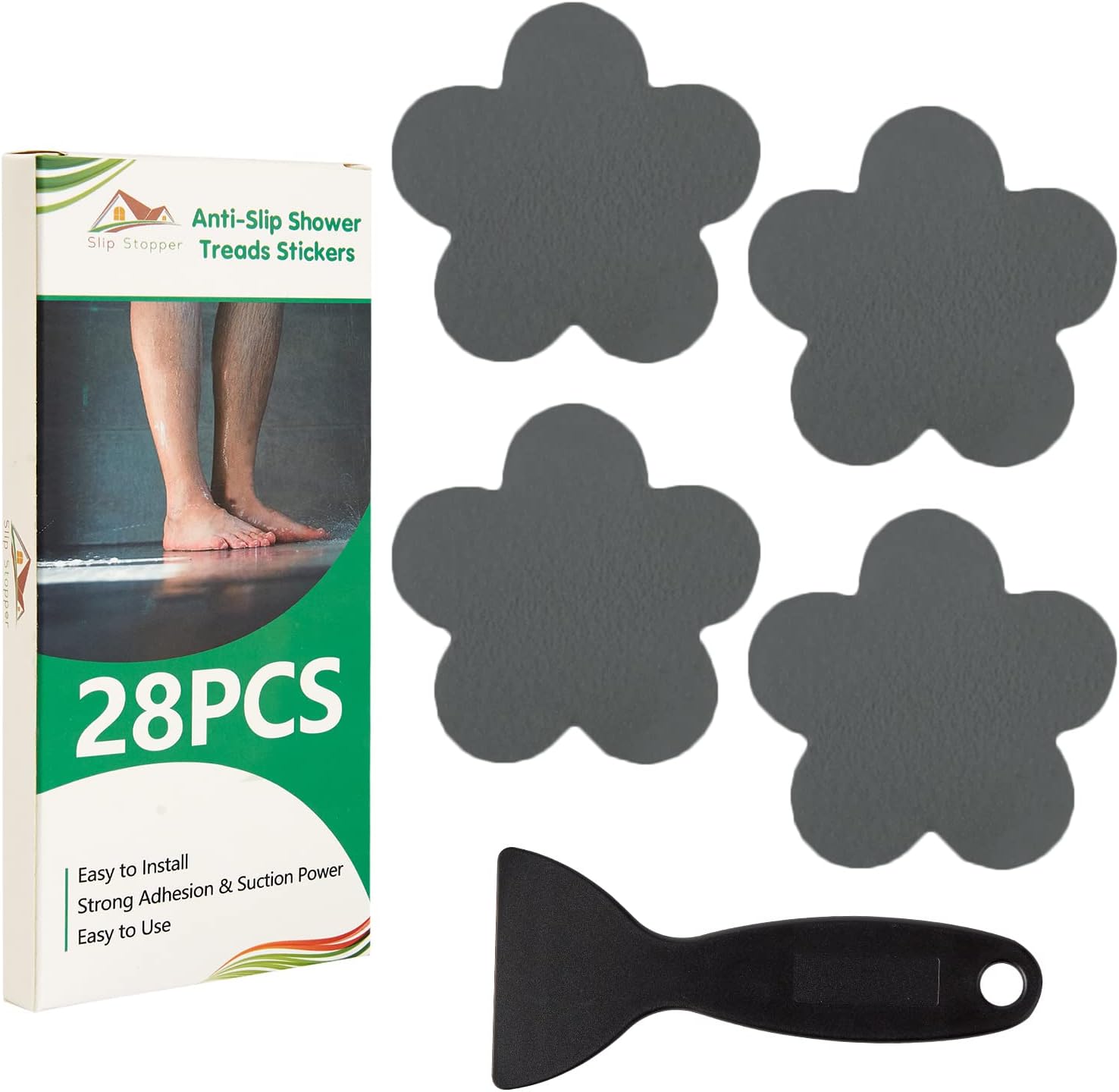SlipStopper Non-Slip Bath Stickers 28PCS Grey