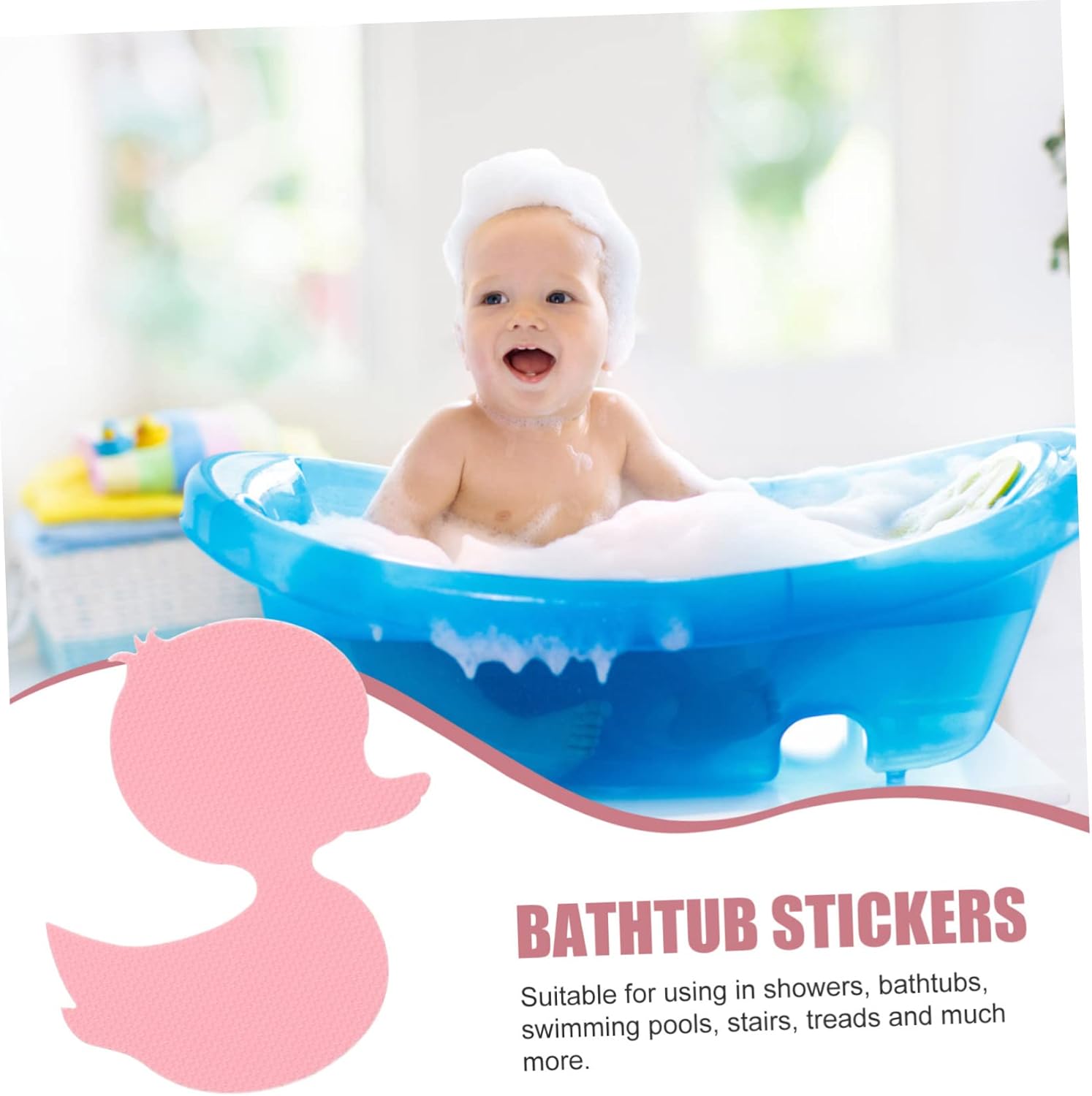 HAKIDZEL 24pcs Self-Adhesive Cute Duck Skid Bath Stickers