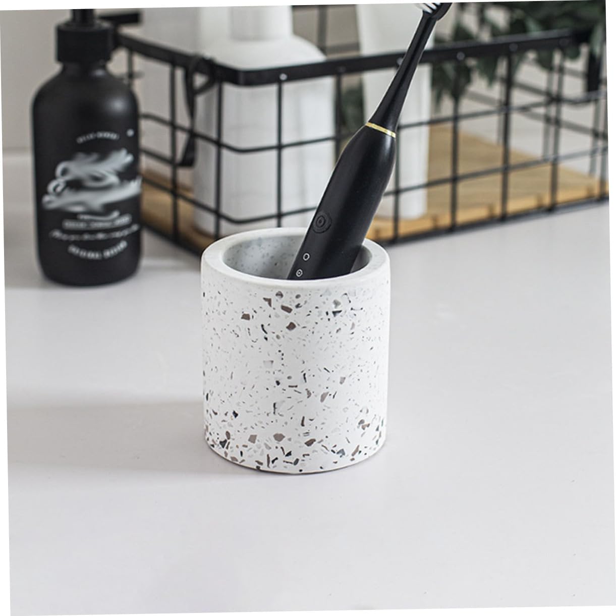 Bathroom Toothbrush Holder with Suction Cup and Storage Capacity