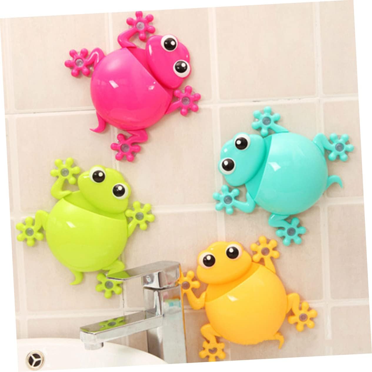 LABRIMP Cartoon Animals Toothbrush Holders Set of 2 Suction Cup Design