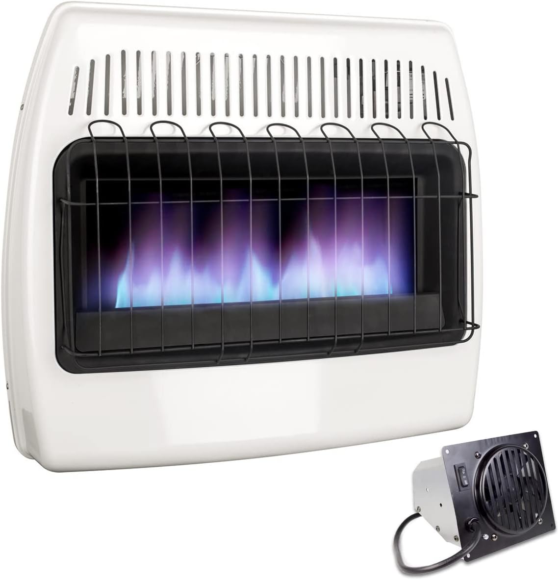 JAMNOLA UTY 30000 BTU Propane Wall Heater - Dual Fuel Fan Blower White