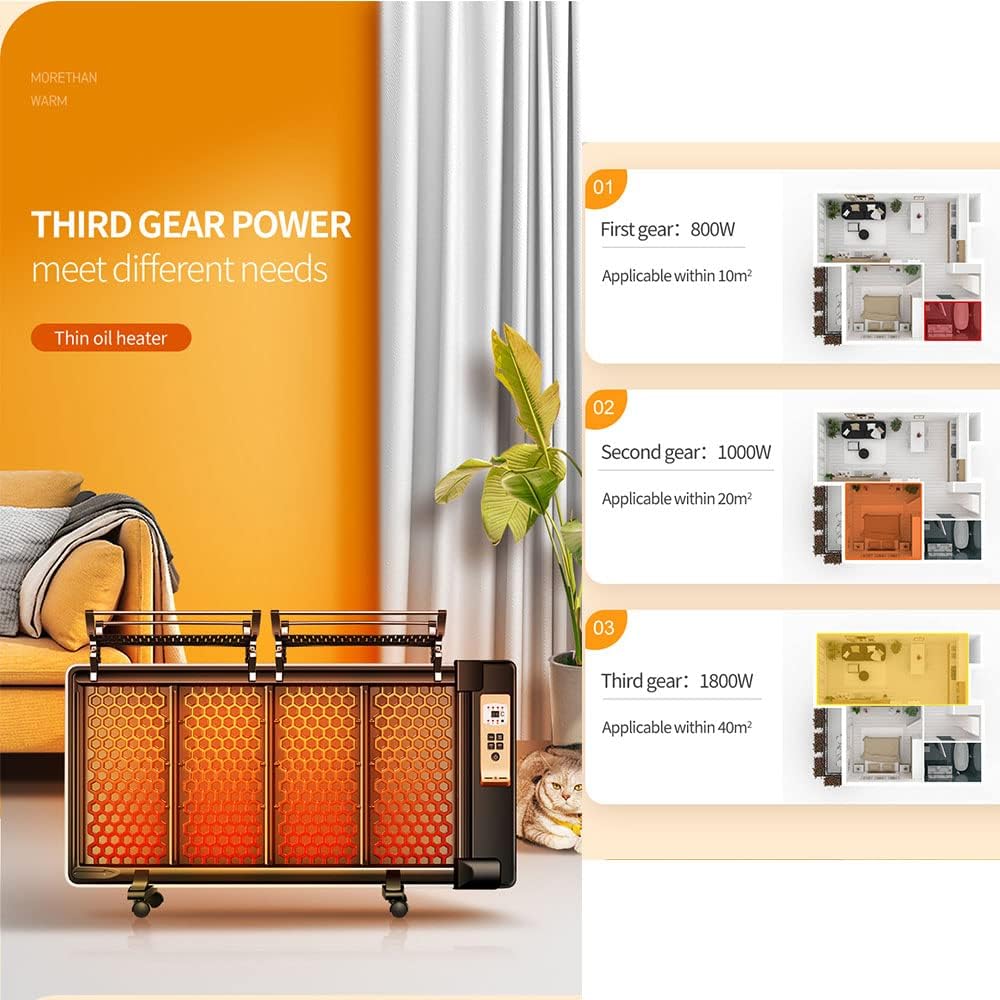 TFGK 1800W Ultra-Thin Space Heater with 3 Modes and Drying Rack