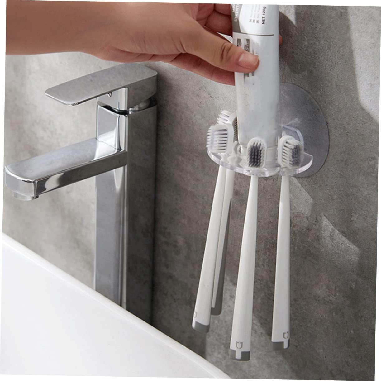 Healifty 5Pcs Wall Mounted Toothbrush Holder Organizer