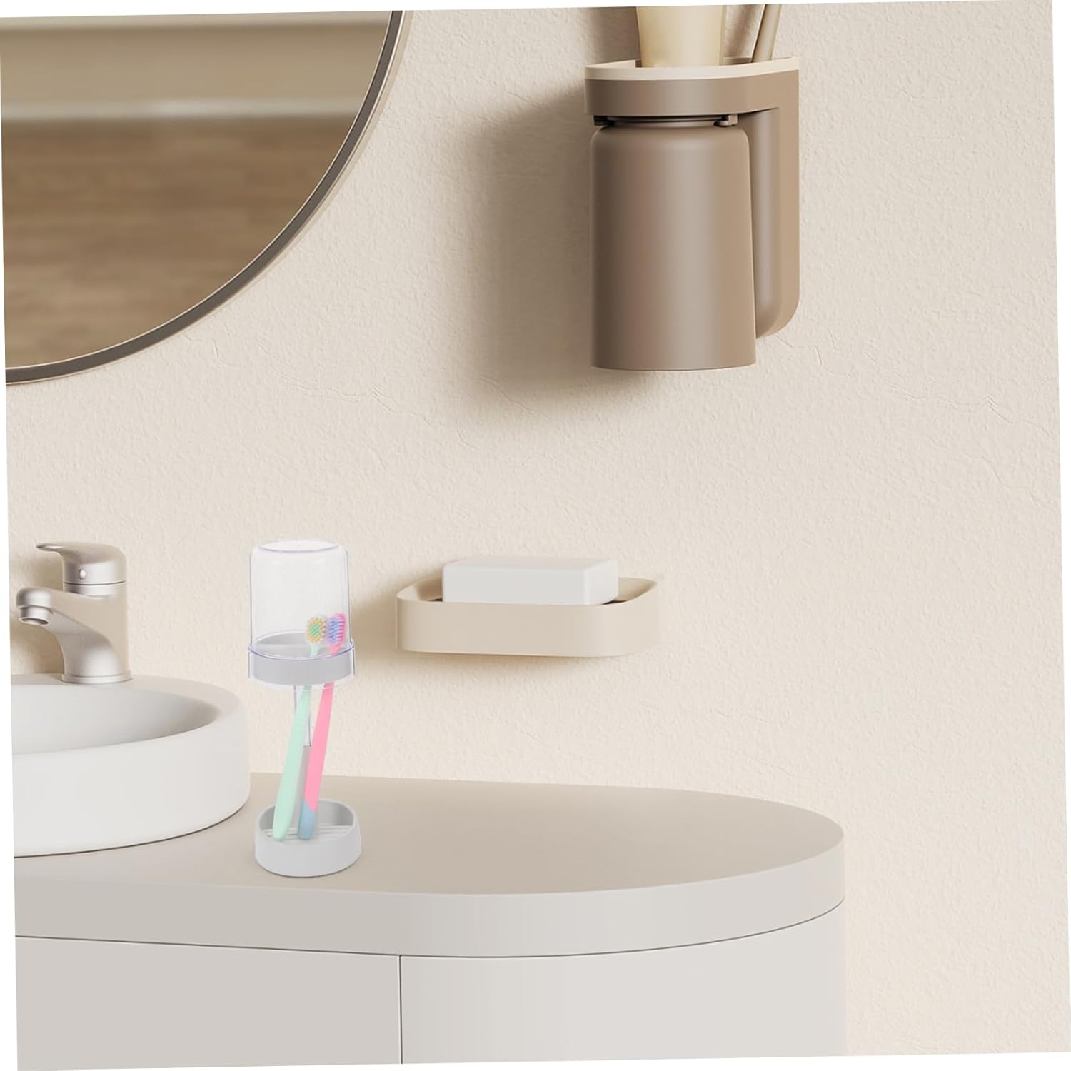 VALICLUD Toothbrush Holder with Cover and Rinse Cup