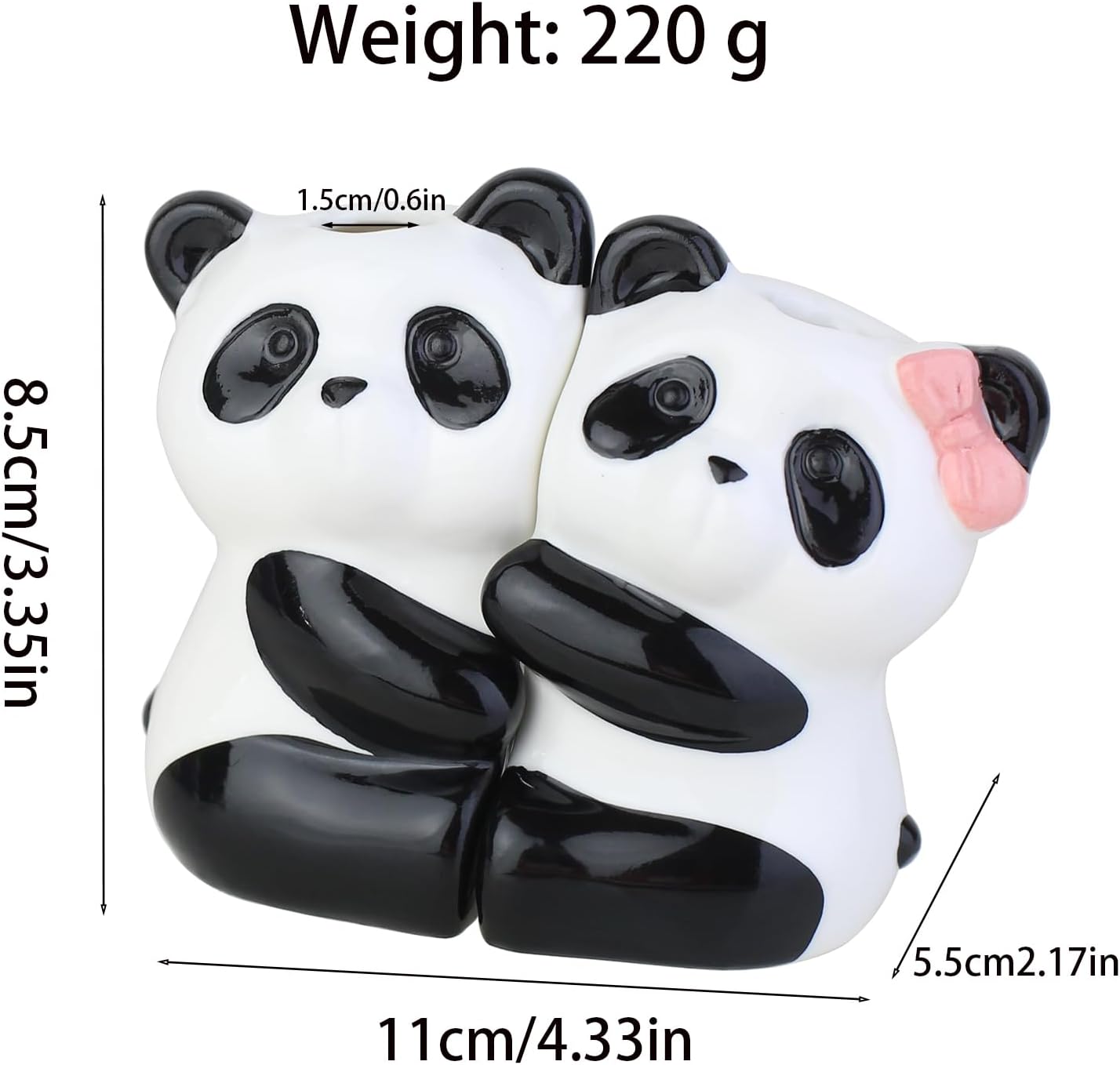 2 Pcs Ceramic Panda Hug Toothbrush Holder - Cute Animal Shape Bathroom Organizer