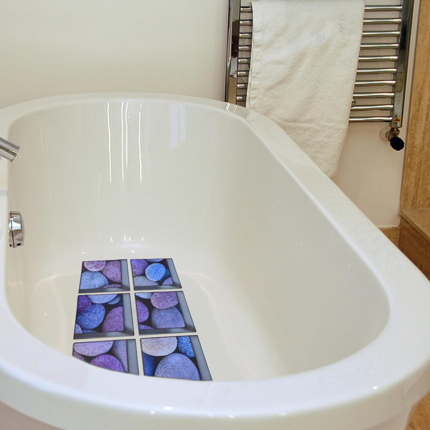 ULTNICE 6pcs 3D Bathtub Stickers Rock Pattern