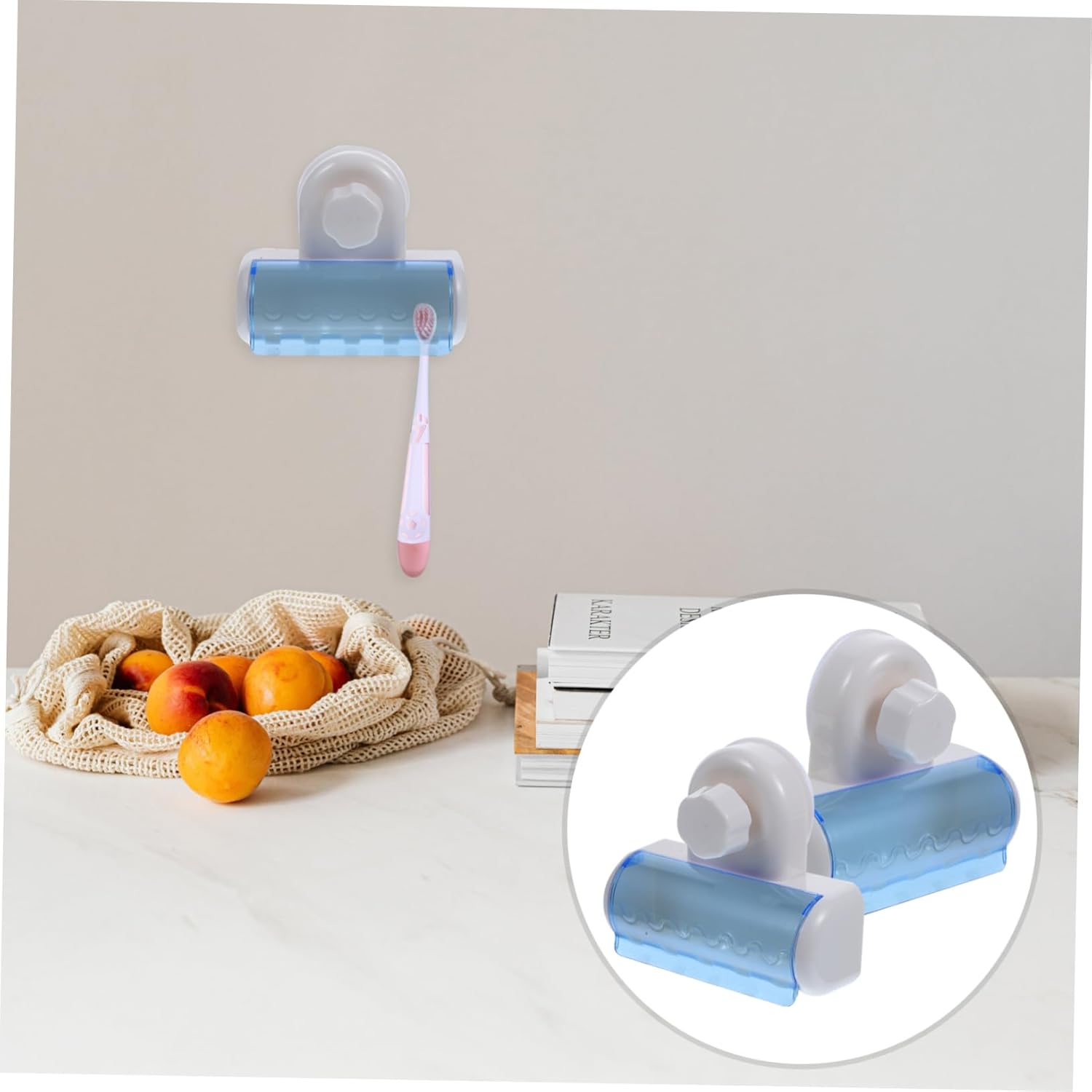 Mobestech 2pcs Wall Mounted Suction Toothbrush Holder