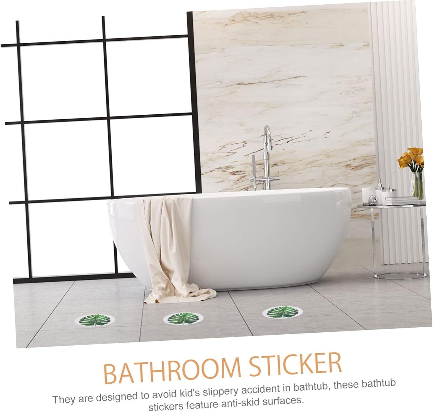 TOPPERFUN Leaf-Shaped Anti-Slip Bath Tub Stickers