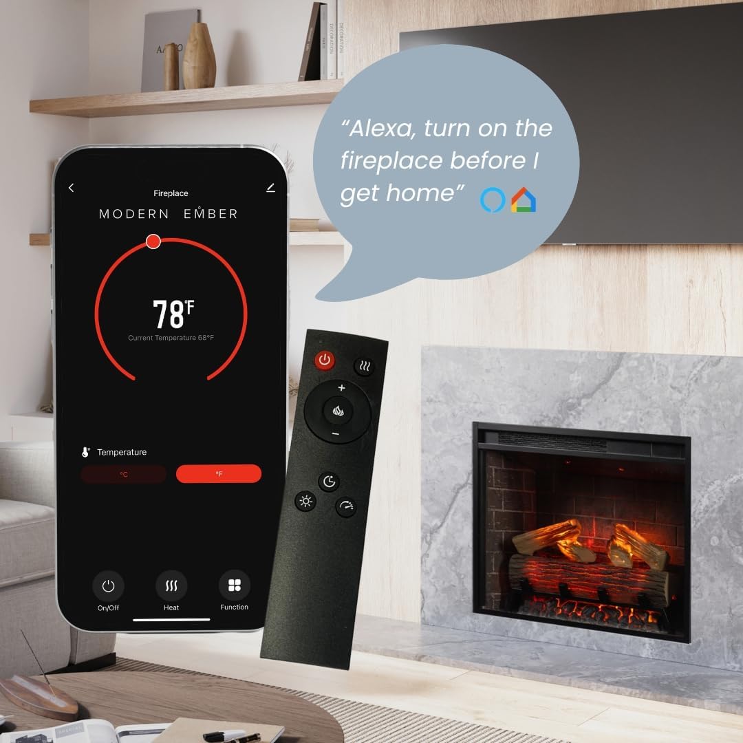 Modern Ember Uptown - Electric Fireplace Insert with Remote and Alexa Compatibility