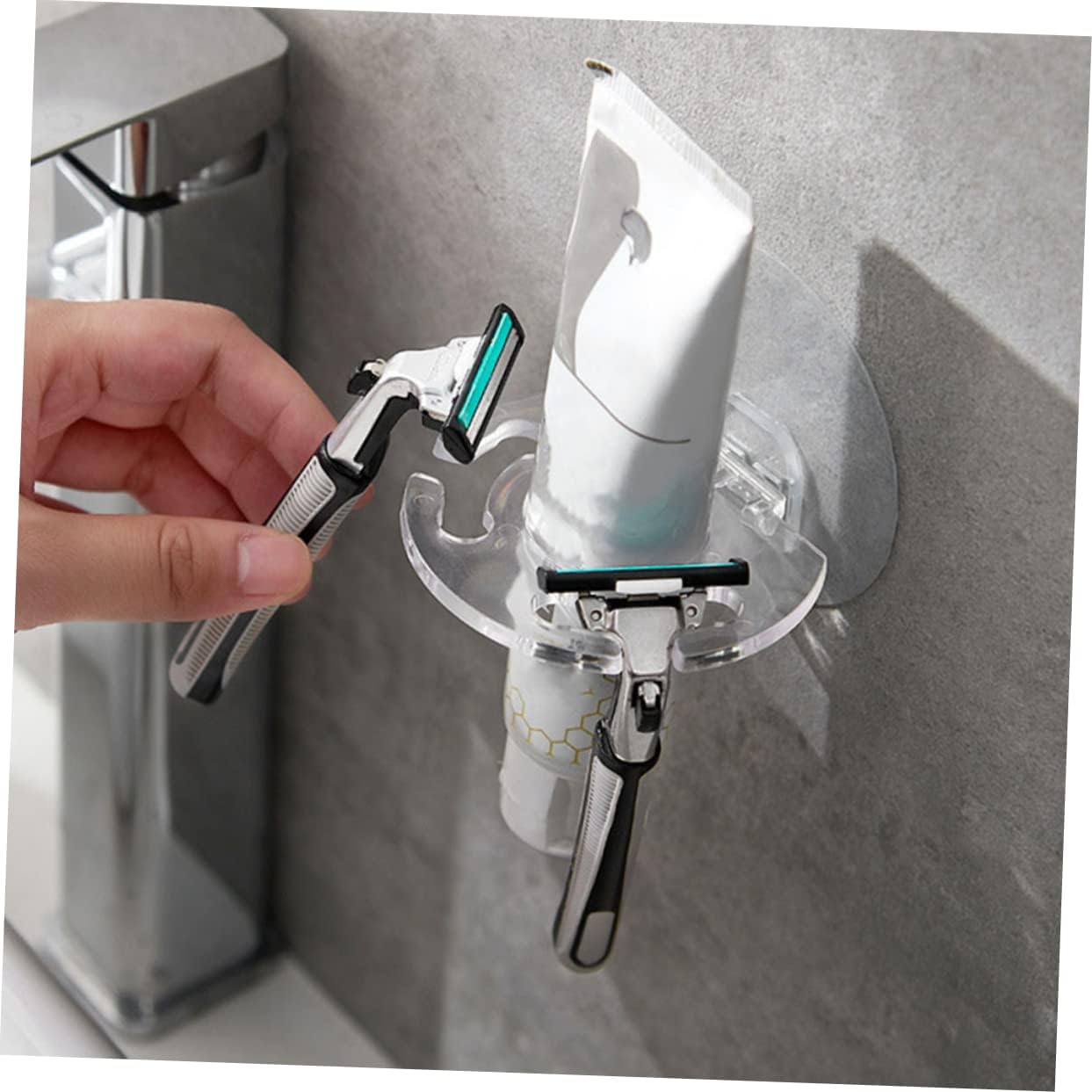 BUGUUYO 6Pcs Transparent Wall Mounted Toothbrush Holder