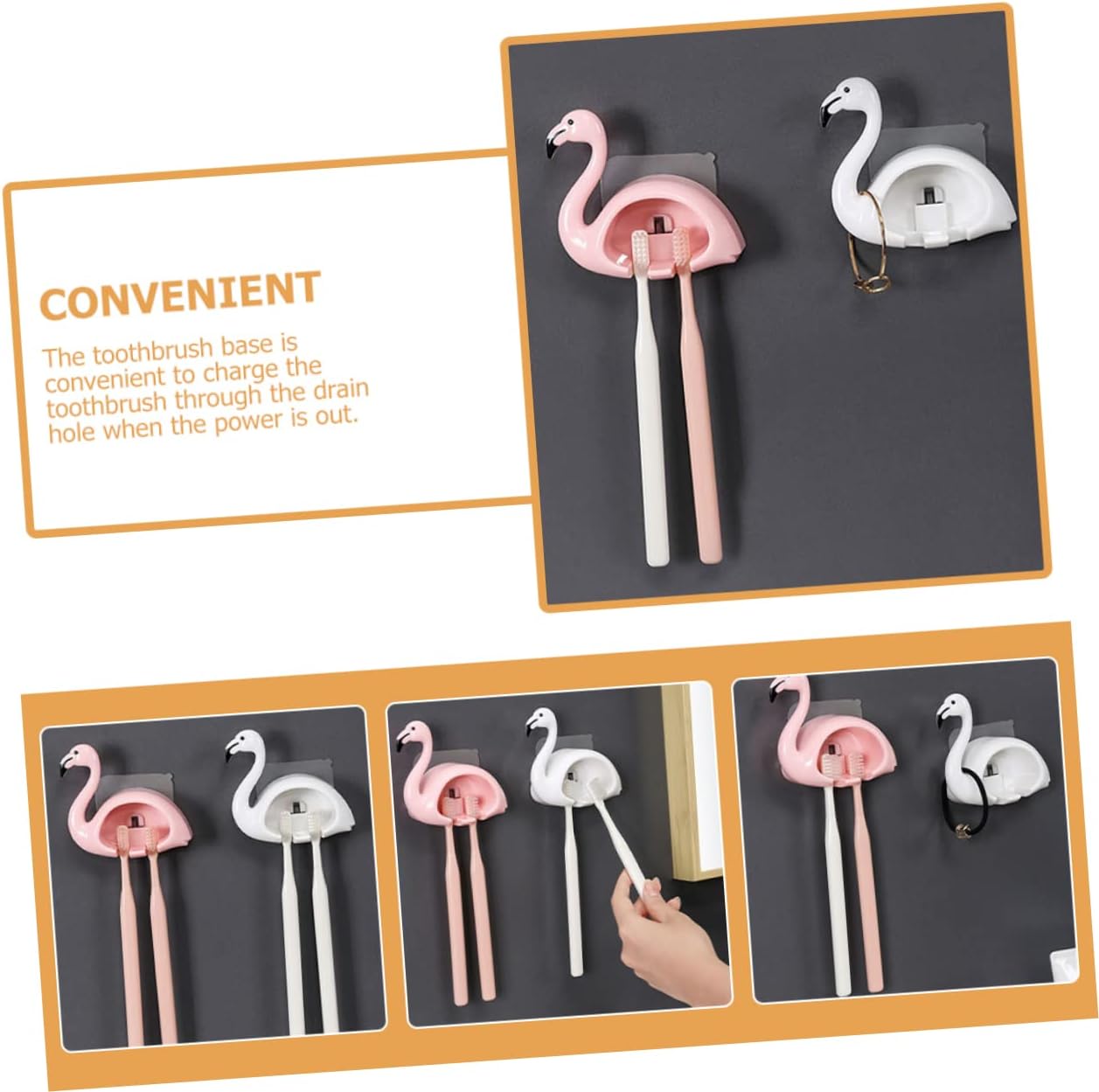 HOLIDYOYO 2Pcs Wall Mounted Toothbrush Holder Suction Cup Design