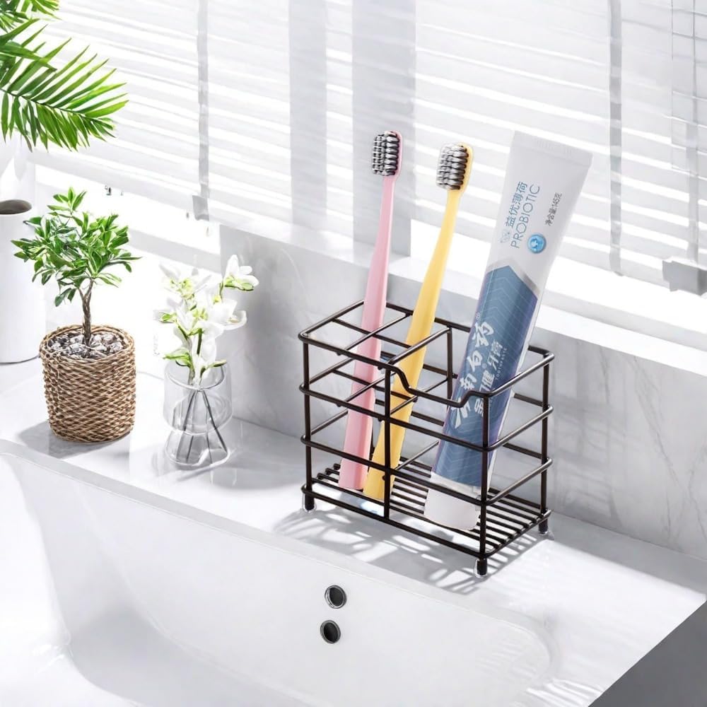 Sleek Silver Toothbrush Holder for Bathroom Essentials