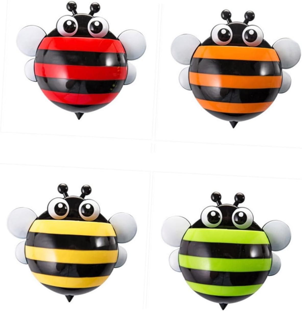 4pcs Cartoon Bee Suction Cup Toothbrush Holder Organizer